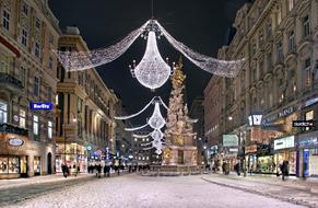 street with christmas decoration at night