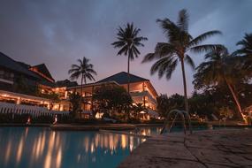 Luxury hotel in the resort at dusk