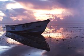 Boat Shore Evening pink sky