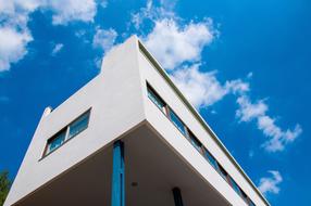 Bauhaus Architecture, corner of building at Sky, germany, stuttgart