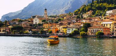 Limone Garda city and boat