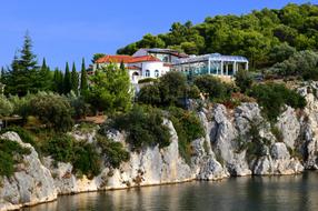 villa on a cliff by the sea