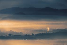 Landscape of Foggy Sunset