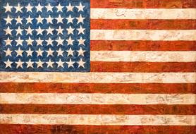 Colorful, vintage flag of USA, in the MOMA Museum, in New York, USA, clipart