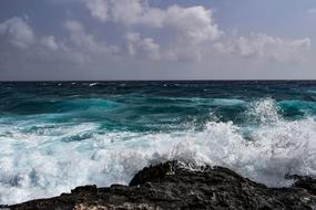 waves, splashes and sea foam on the coast