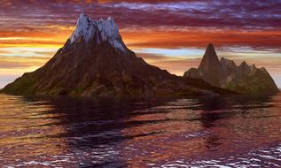 sunset island tropical sea ocean