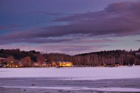 winter sunset over countryside at stubenberg