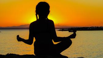 Girl Sunset Meditation