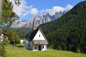 mountain hut near the coniferous forest on the mountain