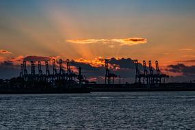 Hamburg Elbe at Sunset lights