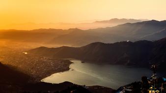 panoramic sunrise over the nature of nepal