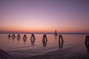 pink sunset over the lake in Neusiedl