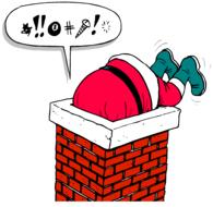 santa in chimney stuck