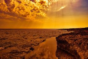 scenery of Sea Beach at Sunset