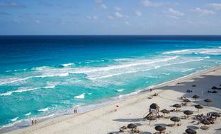 landscape of Cancun Mexico sand Beach