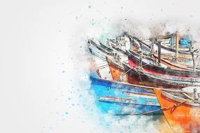 boat sea ships harbor art