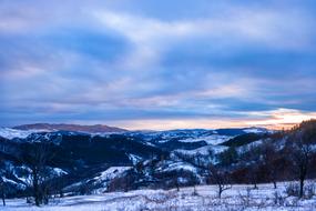 winter landscape in the blue twilight