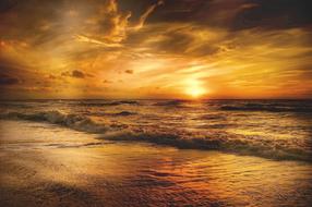 North Sea coast at Sunset