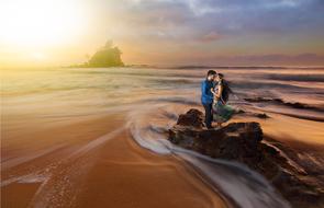 couple at Sunset Water Nature