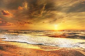 golden sunset over beach, Denmark