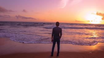 Lonely Boy at Sunset Beach