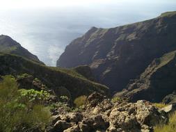 panoramic view of the mountain coast in tenerife on a sunny day