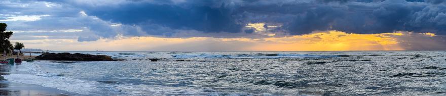 panorama of beautiful calm sunset, Italy, puglia, Torre Suda