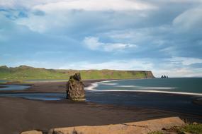 Beach covered with black Volcanic Sand, iceland