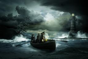 rats leaving sinking ship on sea