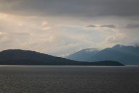 scenic mountains at sea, Usa, Alaska