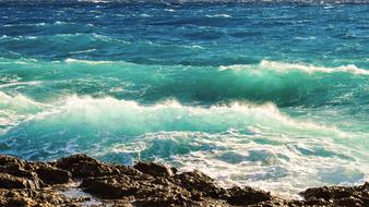 landscape of Rocky Coast Waves Crushing