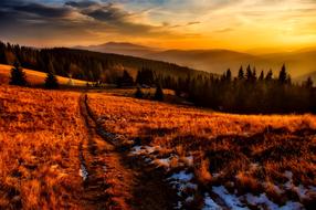 Poland Mountains at sunset Sky