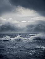 Dark Blue Clouds and Ocean