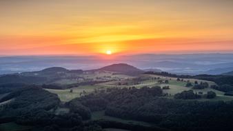 scenic forested Mountains at Sunset, panorama