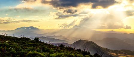 Panoramic view of Nature Mountain at sunset