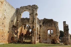 Beautiful and colorful ruins in Anatolia, Turkey, among the green grass