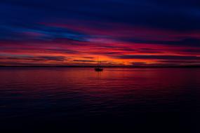 crimson sunset over the seascape