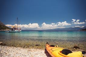 boat on the sandy beach in summer