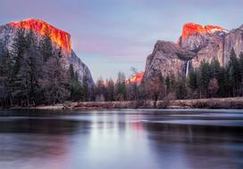 sunrise over wilderness at yosemite, national park, california