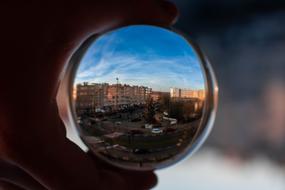 modern city in a crystal ball