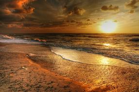 bronze sunset over the North Sea in Denmark