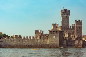 Beautiful castle on the coast of Lake Garda in Sirmione, Italy