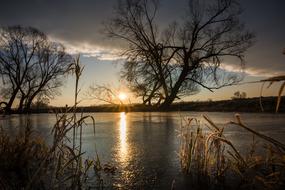 lake Reflection Dawn Nature