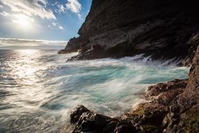 rocks and turquoise sea