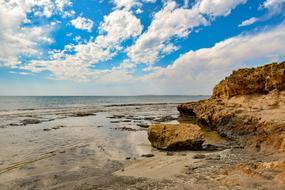 rocky coast near the sea in autumn