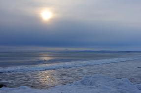 blue sunrise over sea beach