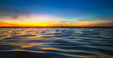 lake with yellow horizon during sunset