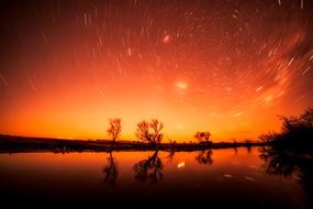 Silhouettes red Stars Long Exposure