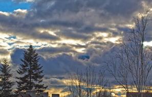 cloudy twilight in winter landscape