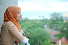 Hijab girl at Beach Scenery
